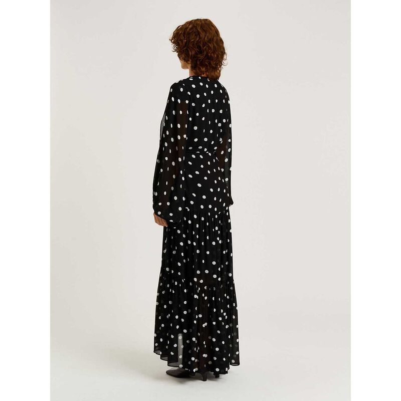 Veronika Maine Black Spot Crinkle Georgette Midi Dress image number 1